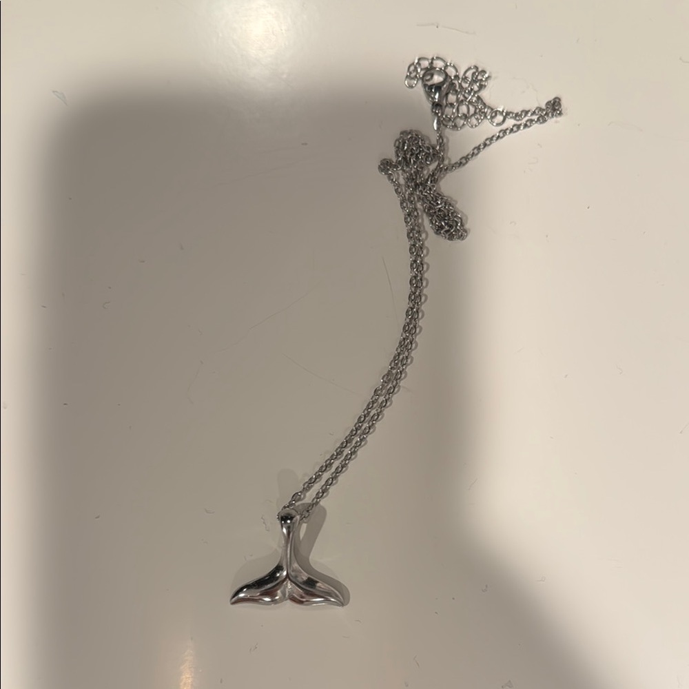 ATOLEA Silver Whale Tail Pendant Necklace